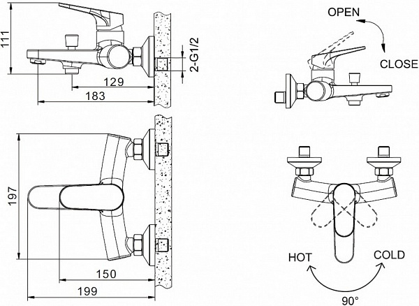 Смеситель Bravat Eler F6191238CP-01-RUS для ванны с душем фото 2