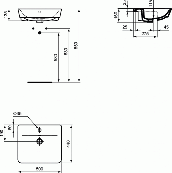 Раковина Ideal Standard Connect Air 50 см E030801 фото 3