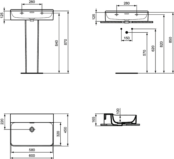 Раковина Ideal Standard Conca 60 см T378901 фото 6