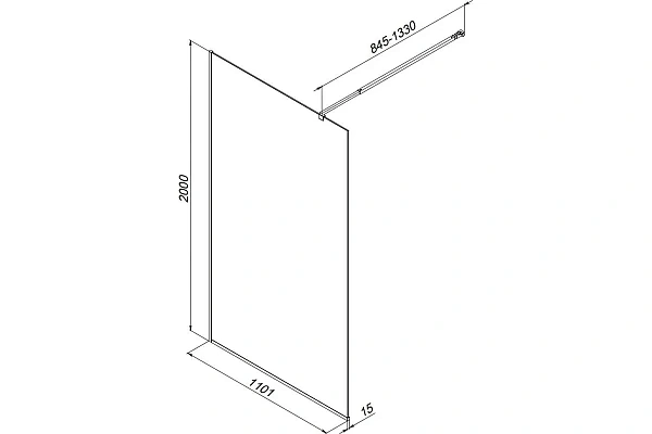 Душевая перегородка AM.PM Func 110x200 W84WI-110-F1-MTE стекло прозрачное профиль хром фото 7