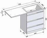 Мебель для ванной Style Line Даллас 130 напольная с 3-мя ящиками белая правая фото 9