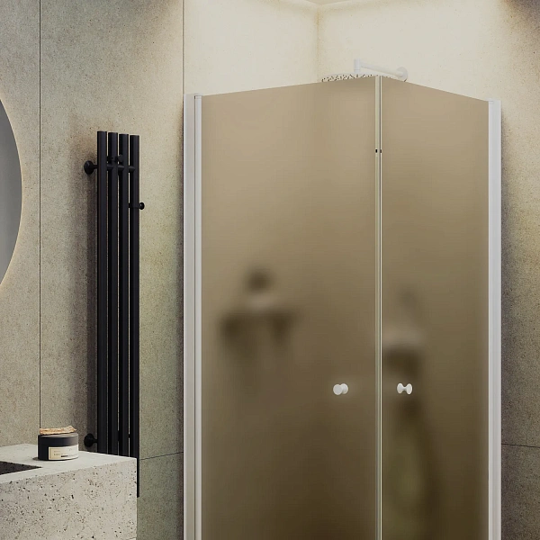 Душевой уголок MaybahGlass 90x90 MGY-1301-1 профиль белый стекло бронза фото 2