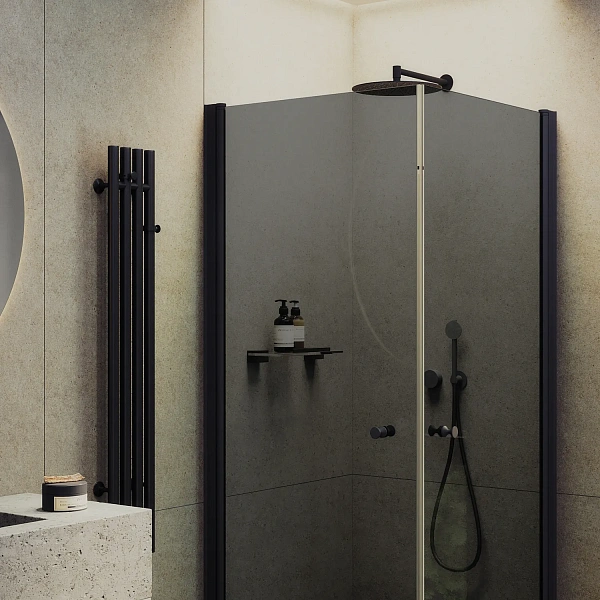 Душевой уголок MaybahGlass 90x90 MGY-1300-6 профиль черный стекло графит фото 2