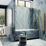 Шторка для ванны MaybahGlass 80x140 MGV-64-3ш профиль золото стекло бесцветное фото 3