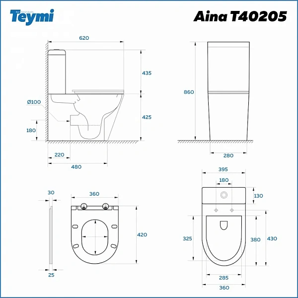 Унитаз-компакт Watersense Alina W00091 напольный безободковый с микролифтом фото 15