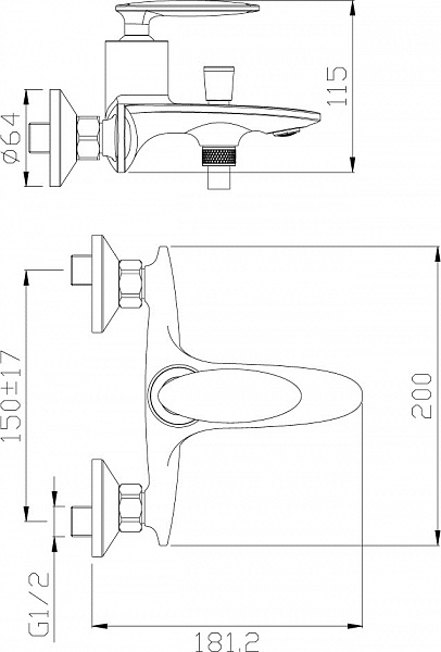 Смеситель Rossinka RS30 RS30-31 для ванны с душем фото 2