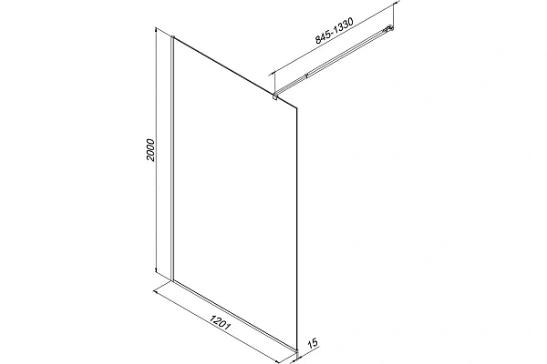 Душевая перегородка AM.PM Func 120x200 W84WI-120-F1-BTE стекло прозрачное профиль черный фото 7