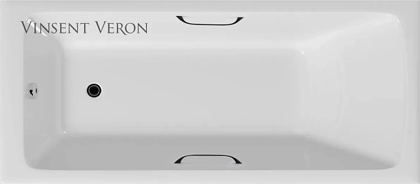 Чугунная ванна Vinsent Veron Kingston VKN1808050H/E60327CH-AS с хромированнами ручками и антискользящим покрытием фото 1