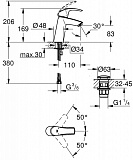 Смеситель Grohe Eurosmart New 23922002 для раковины с донным клапаном фото 2
