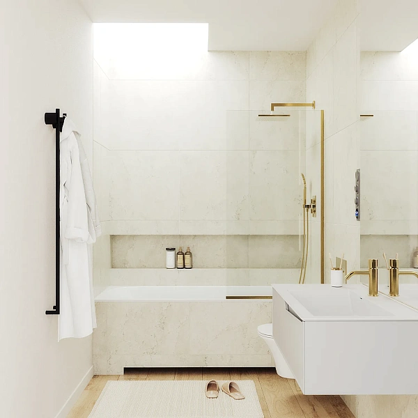 Шторка для ванны MaybahGlass 30x140 MGV-248-3у профиль золото стекло бесцветное фото 3