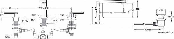 Смеситель Jacob Delafon Composed E73060-4-TT для раковины с донным клапаном фото 2