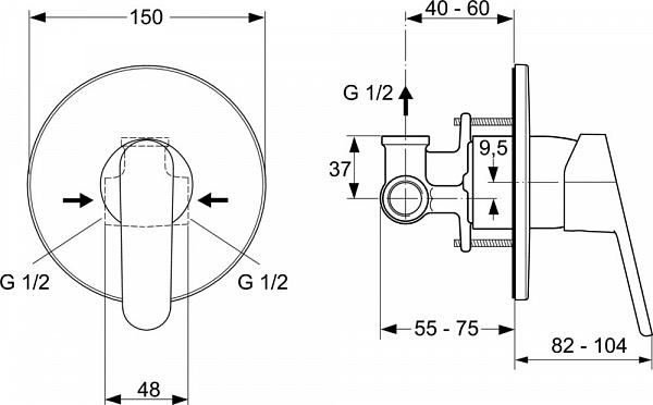 Смеситель Ideal Standard Ceraplan 2 A5960AA для душа с внутренней частью фото 3