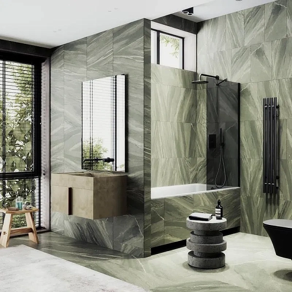 Шторка для ванны MaybahGlass 80x140 MGV-82-6ш профиль черный стекло графит фото 4