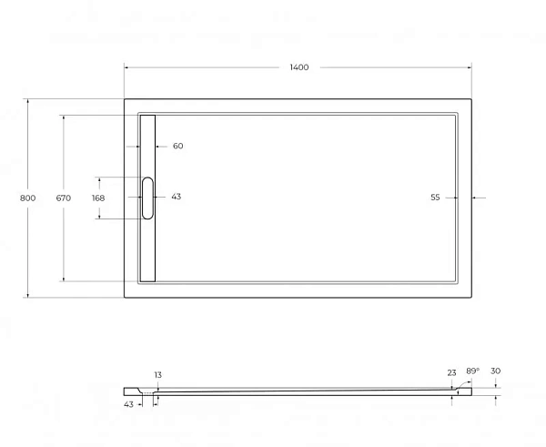 Душевой поддон Cezares 140x80 TRAY-AS-AH-140/80-30-W из искусственного мрамора фото 5