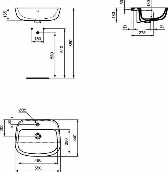 Раковина Ideal Standard Esedra 55 см T290501 фото 2