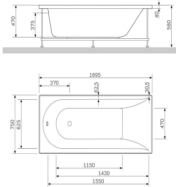 Акриловая ванна Am.Pm Inspire 170x75 W5AA-170-075W-A64 фото 5