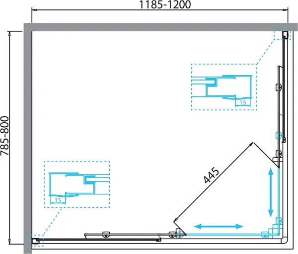 Душевой уголок BelBagno Due 120x80 DUE-AH-2-120/80-C-Cr фото 4