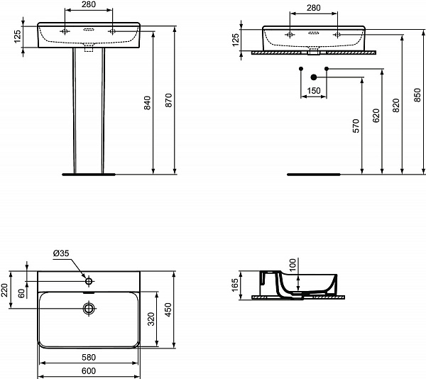 Раковина Ideal Standard Conca 60 см T3818V1 фото 8