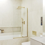 Шторка для ванны MaybahGlass 30x140 MGV-248-3у профиль золото стекло бесцветное фото 1