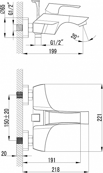 Смеситель Lemark Unit LM4502C для ванны с душем фото 4