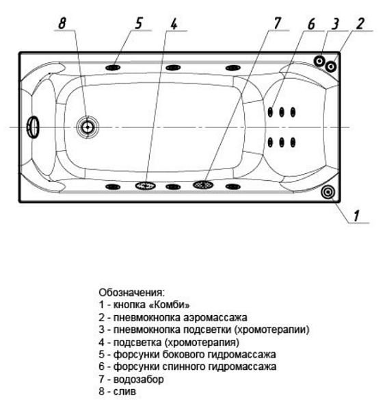 Акриловая ванна Aquatek Альфа 170x70 ALF170-0000007 с гидромассажем слив слева фото 5