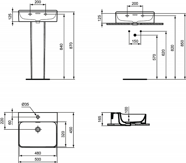 Раковина Ideal Standard Conca 50 см T3690V1 фото 8