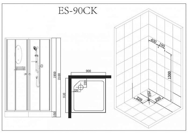 Душевая кабина Esbano Elegancia ESKB90CK фото 9