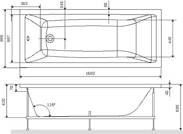 Каркас для ванн 150x70 AM.PM Gem W93A-150-070W-R с монтажным набором фото 2