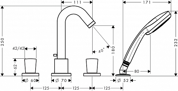 Смеситель Hansgrohe Logis 71314000 на борт ванны фото 2