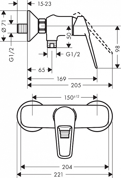 Смеситель Hansgrohe Novus Loop 71360000 для душа фото 3