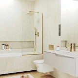 Шторка для ванны MaybahGlass 30x140 MGV-248-3у профиль золото стекло бесцветное фото 2