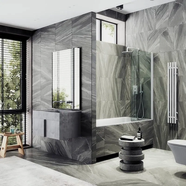 Шторка для ванны MaybahGlass 60x140 MGV-598-1 профиль белый стекло бесцветное фото 4