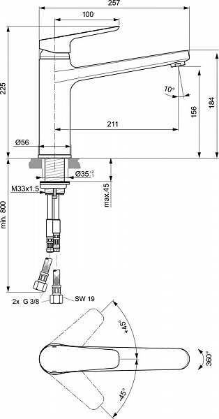 Смеситель Ideal Standard Ceraplan lll B0954AA для кухонной мойки фото 4