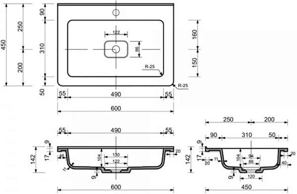 Мебельная раковина Style Line Каре Люкс 60 СС-00002261 фото 3