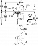 Смеситель Grohe Eurosmart 23322001 для раковины с донным клапаном фото 3