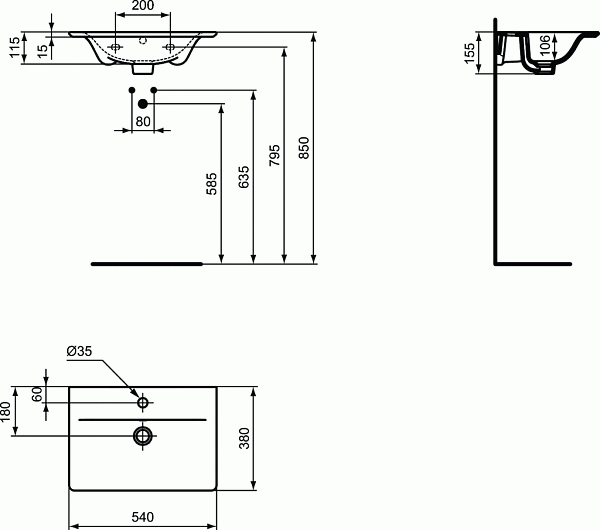 Раковина Ideal Standard Connect Air 54 см E029601 фото 4