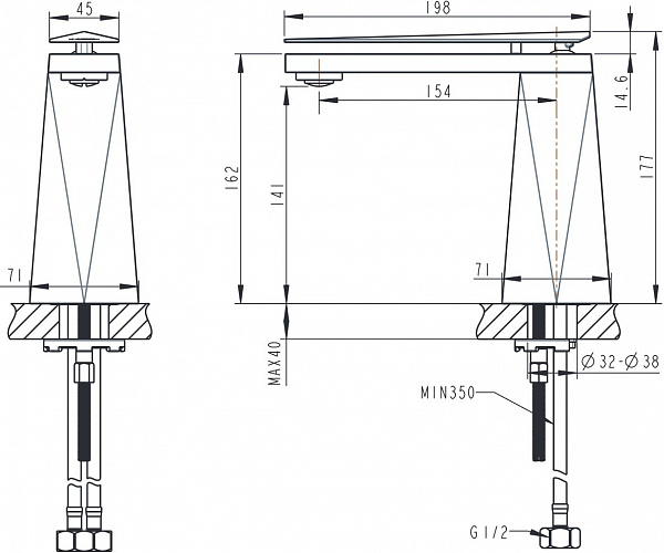 Смеситель Bravat Diamond F118102G-2-ENG для раковины фото 6