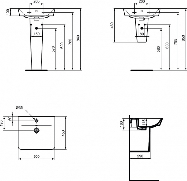 Раковина Ideal Standard Connect Air Cube 50 см E074601 фото 3