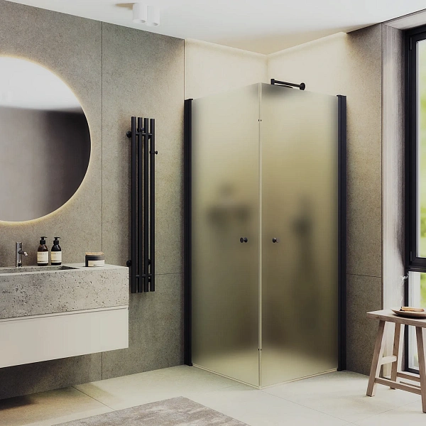 Душевой уголок MaybahGlass 90x90 MGY-1294-6 профиль черный стекло сатин фото 1