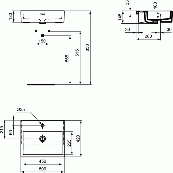 Раковина Ideal Standard Extra 50 см T373501 фото 4