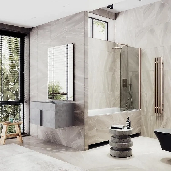 Шторка для ванны MaybahGlass 60x140 MGV-611-2 профиль бронза стекло бронза фото 4