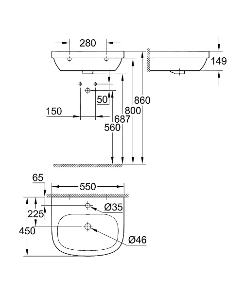 Раковина Grohe Euro Ceramic 55 см 39336000 фото 2