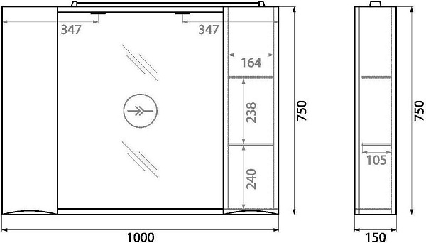 Зеркало-шкаф BelBagno Marino 100x75 MARINO-SPC-1000/750-2A-BL-P с подсветкой фото 12