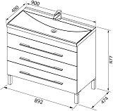 Тумба с раковиной Aquanet Верона 89.2 напольная с 3-мя ящиками фото 4