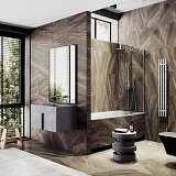 Шторка для ванны MaybahGlass 80x140 MGV-64-5ш профиль хром стекло бесцветное фото 1