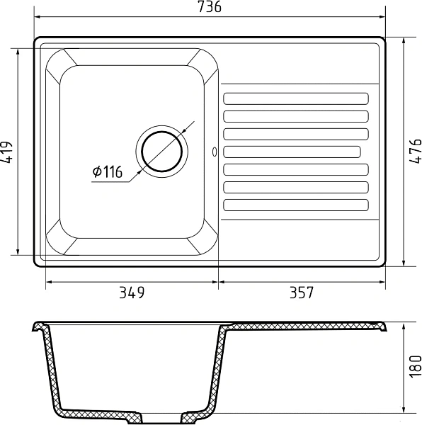 Мойка для кухни GranFest Quarz 78 темно-серый 75 см фото 3