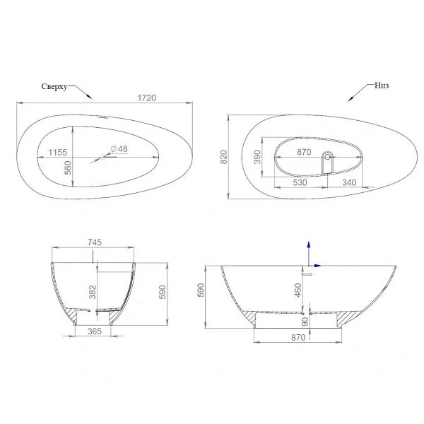 Ванна из искусственного камня S-Stone Salini Paola 175x85 101512SMRH покраска по RAL снаружи фото 9