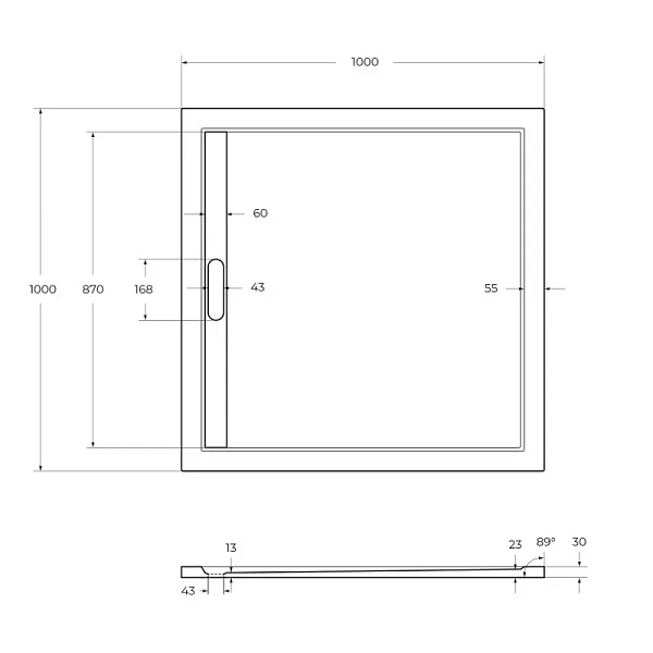 Душевой поддон Cezares 100x100 TRAY-AS-A-100-30-NERO из искусственного мрамора фото 3