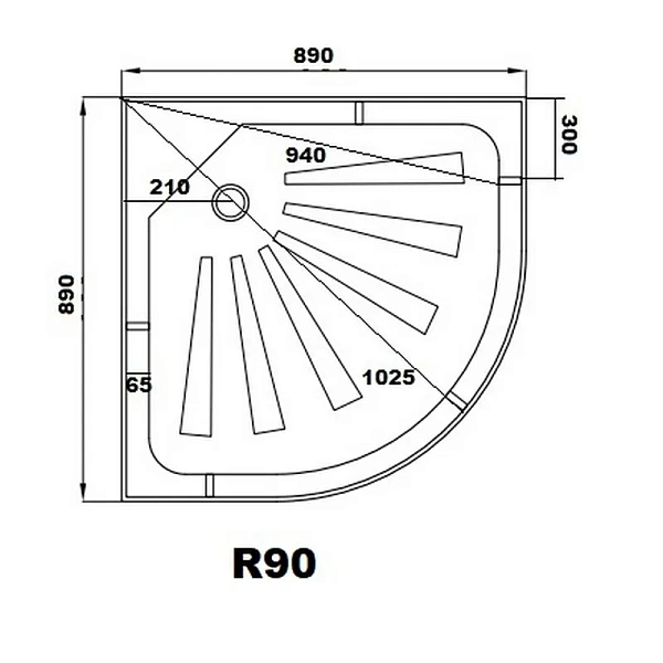 Душевой поддон Ceruttispa 90x90 R90 четверть круга фото 2