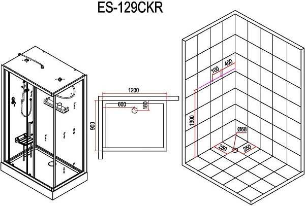Душевая кабина Esbano Elegancia ESKB129CKR фото 6
